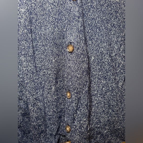 Tasso Elba Men’s Blue White Heather Cardigan Sweater Size XL 100% Linen - Picture 2 of 6